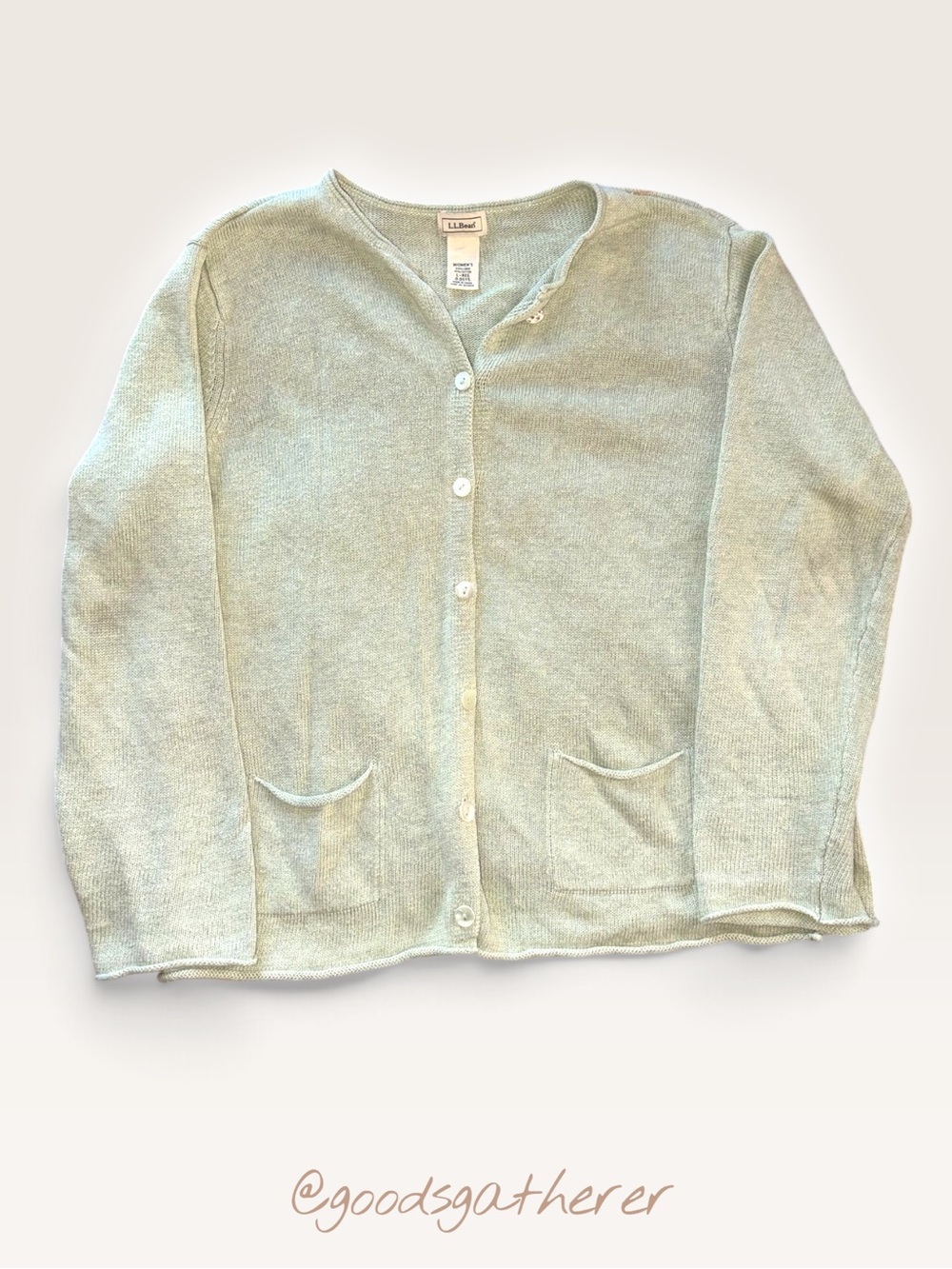 L.L.Bean Linen Cotton Cardigan – Women’s L – Sage Green